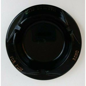 Vintage Harold's Club For Fun Reno Nevada Casino Black Glass Ashtray